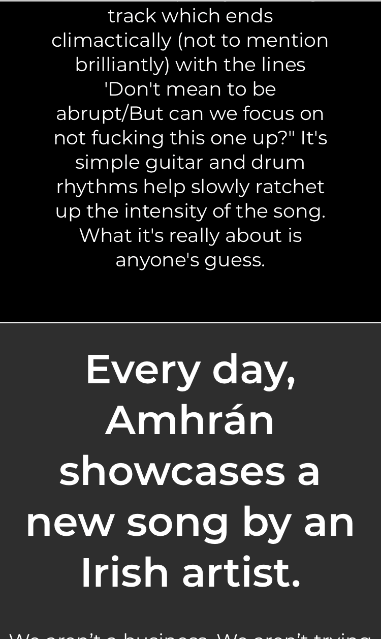 Third mobile screenshot of amhran.ie