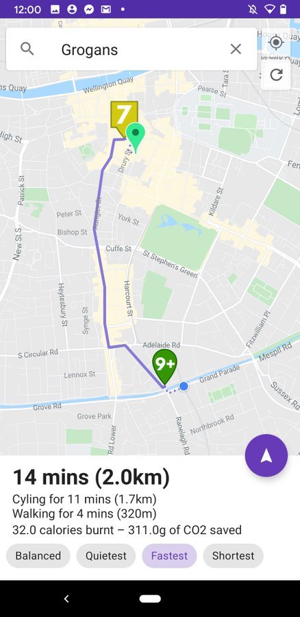 The app's route view